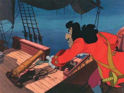 null PETER PAN Studio Walt Disney 1953. Cellulo du capitaine Crochet sur une repro...
