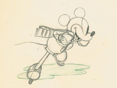 null ON ICE Studio Disney, 1935. Dessin d'animation de Mickey à la mine de plomb...
