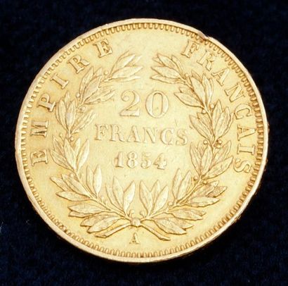 null Pièce de 20 F en or, Napoléon III 1854