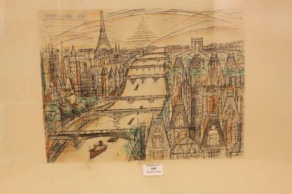 GROMAIRE Marcel, 1892-1971 Paris, la Seine, 1956 Lithographie (taches), signée et...