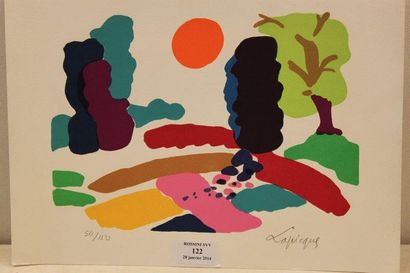 LAPICQUE Charles, 1898-1988 Soleil rouge Lithographie, signée en bas à droite, justifiée...