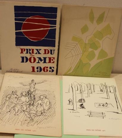 BEAUDIN, FOUJITA, VILLON, GUISCHIA Lot de quatre menus pour le prix du Dôme 1960-1961-1962-1965...