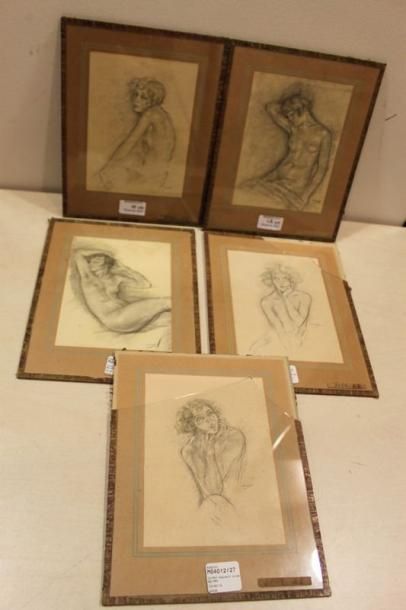 CHIMOT Edouard Jules, 1880-1959 Nus Cinq procédés de reproduction, signés dans la...