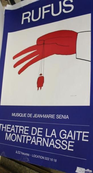 FOLON Jean-Michel, d'après Rufus, Théâtre de la Gaité Montparnasse Lot de 5 affiches...