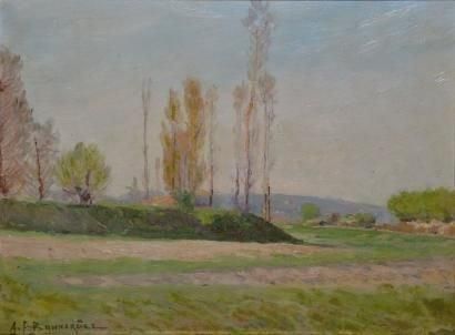 BONNARDEL ALEXANDRE -FRANÇOIS, 1867-1942 Paysage aux peupliers Huile sur carton,...