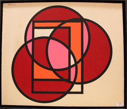 BONNE Jean-Louis, XXe siècle 3 Cercles rouges, 2004 Technique mixte sur toile marrouflée...