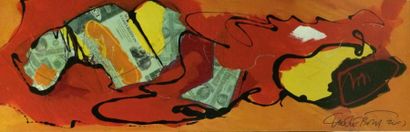 CLAEREBOUT Christian, né en 1947 Aux USD, 2003 Peinture sur toile avec collages,...