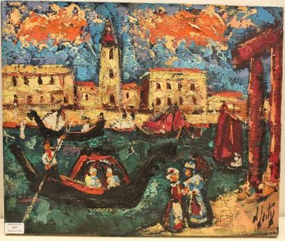 D'ANTY Henri, 1910-1998 Venise Huile sur toile, signée en bas à droite, 46 x 55 ...