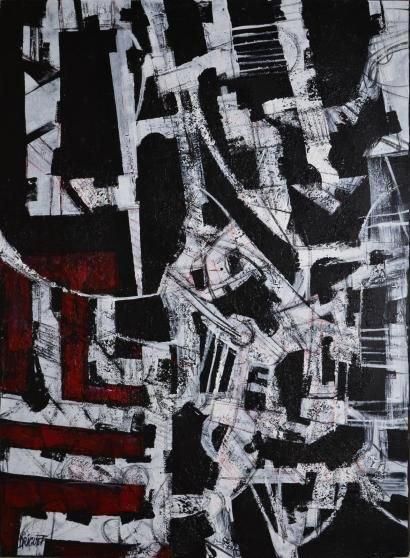 DRIGUET Michel, né en 1948 Composition abstraite Technique mixte sur toile, signée...