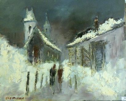 GIRARDIN HENRI - GILLES, NÉ EN 1923 Paysage de neige Huile sur toile, signée en bas...