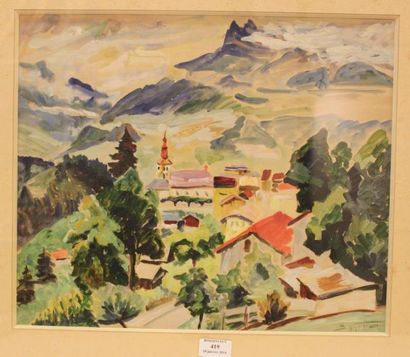 GUINHALD Bernard de, 1885-? Paysage de montagne Gouache, signée en bas à droite 36...