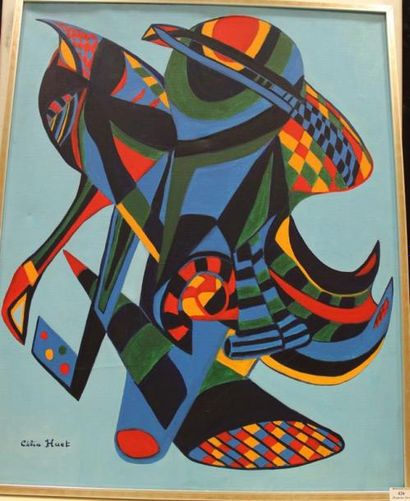 HUET Célia, née en 1924 Ovni2, 1976, Peinture sur toile, signée en bas à gauche,...