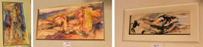 LAPOUJADE Robert, 1921-1993 Nus - Composition Trois aquarelles, signées en bas à...