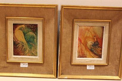LEPOTIER, XXe siècle Compositions Deux peintures sur isorel, signés en bas à gauche,...
