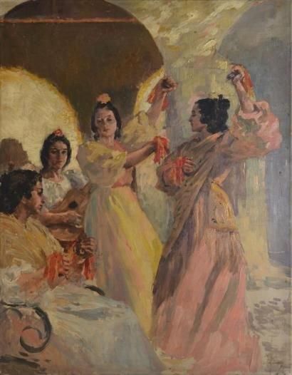 LUNOIS Alexandre, 1863-1916 Danseuse espagnole Huile sur toile (petites usures),...