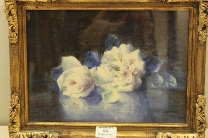 ROSENSTOCK Isidore, 1880-1956 Rose blanche Aquarelle, signée en bas à droite, 20...