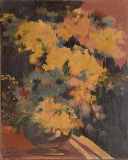 SABATER Y SALABERT Daniel, 1888 -1951 Bouquet jaune et vert, Paris 1929 ( ?) Huile...