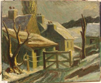 SIMON Robert, 1888-1961 La barrière du champs, 1930 Huile sur toile, cachet d'atelier,...