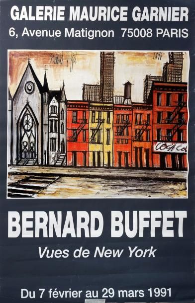 Bernard BUFFET (1928-1999) Affiche exposition Maurice Garnier "Vue de New York" février-mars...