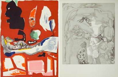 Jorge CASTILLO (1933-) Lot de 2 Lithographies. Barcelone 5, 1976. Signées et numérotées...
