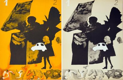 Jorge CASTILLO (1933-) Lot de 2 Lithographies: 1) Barcelone 1, 1976. Signée et numérotée...