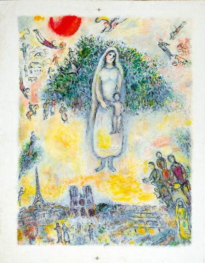 Marc CHAGALL (1887-1985) Lithographie signée dans la planche, 1977. Repaire d'imprimerie...