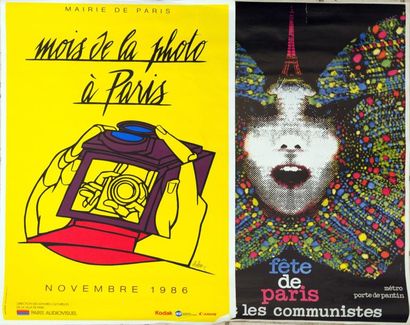 CIESLEWICZ Roman, ADAMI Valerio (1930-1996) Lot de 2 affiches "Fête de Paris" et...