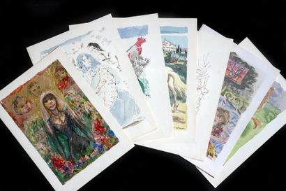 Cocteau, Brayer, Villon, Goerg, Caillard, Terechkovitch, Vertès () Lot de 7 Lithographies...