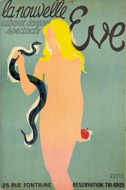Paul COLIN (1892-1985) Carton publicitaire. Lithographie pour le Cabaret La Nouvelle...