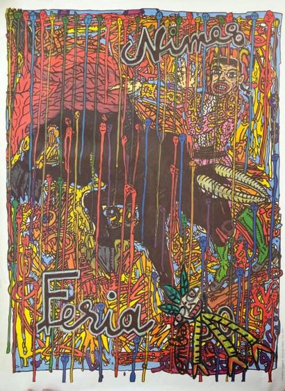 Robert COMBAS (1957-) Affiche Feria de Nîmes, Ville de Nîmes, 1990