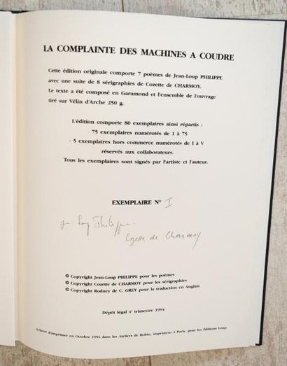 Cozette de CHARMOY (1939-) "La complainte des machines à coudre". Edition originale...