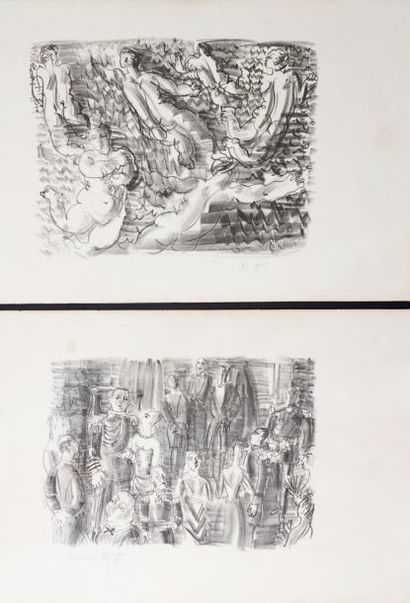 Raoul DUFY (1877-1953) 2 Lithographies originales "Les baigneuses". Signées au crayon...
