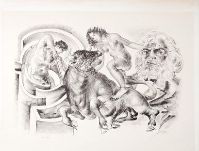 Hans ERNI () Lithographie "L'enlèvement" signée - 53, 5 x 65 cm