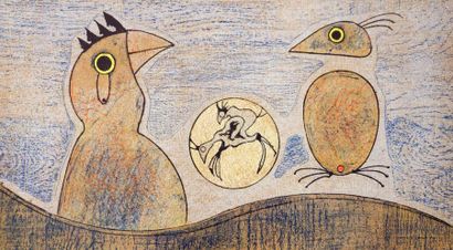 Max ERNST (1891-1976) Oiseaux. Lithographie, 1970. Poligrafa, Barcelone - 33.5 x...