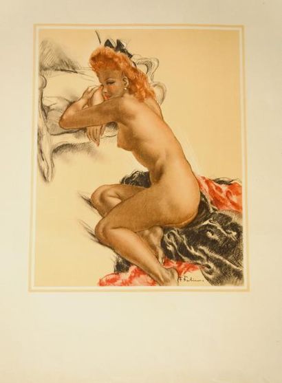 Fabien FABIANO (1882-1962) "La Belle Rousse". Lithographie - 65 x 50 cm