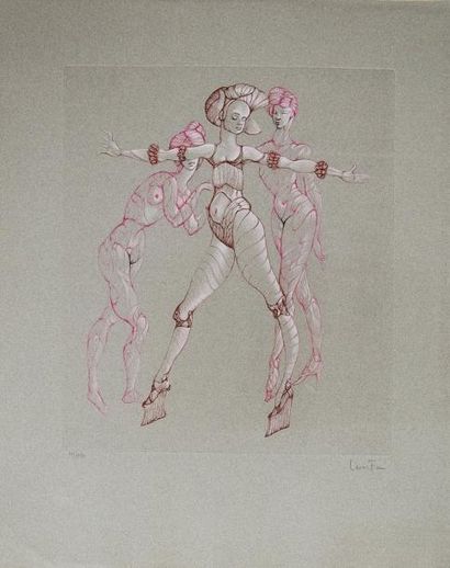 Léonor FINI (1908-1996) Scène de danse. Gravure, 1970. Signée et numérotée au crayon...