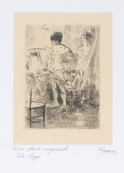 Jean-Louis FORAIN (1852-1931) Eau-forte originale "La loge" - 31, 5 x 24 cm