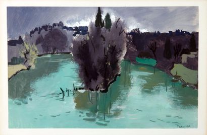 Roger FORISSIER (1924-2003) Gouache originale - 35 x 57 cm