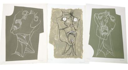 Oswaldo GUAYASAMIN (1919-1999) Lot de 3 gravures, 1973: 1) El grito 3 variante. Signée...