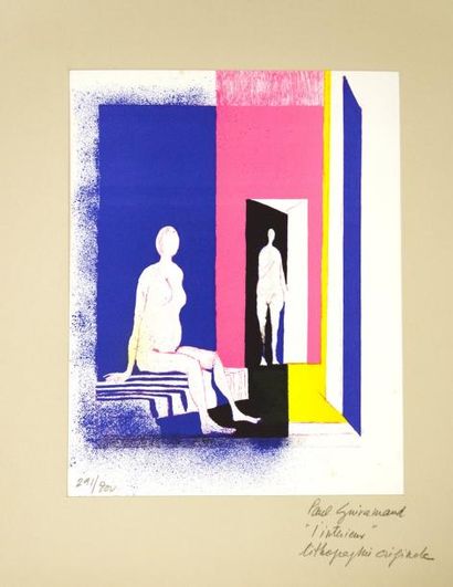 Paul GUIRAMAND (1926-2007) "L'intérieur". Lithographie originale numérotée 291/800...