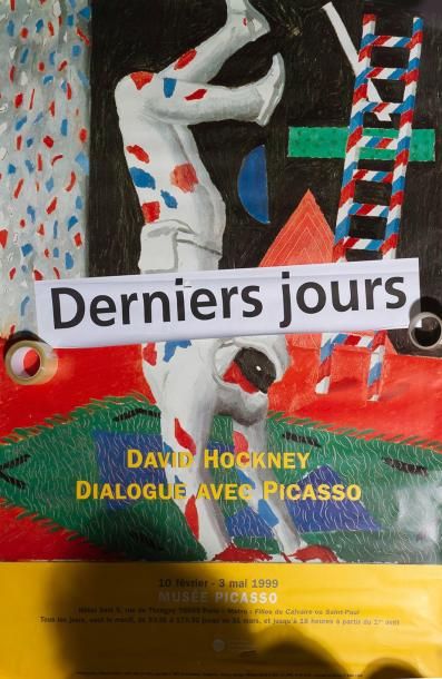 David HOCKNEY (1937-) Affiche Musée Picasso "Dialogue avec Picasso", 1999 - 170 x...