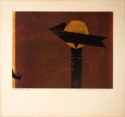 Horst Egon KALINOWSKI (1924-) "La girouette". Lithographie signée en bas à droite,...