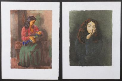 Moïse KISLING (1891-1953) 2 Lithographies signées dans la planche - 38 x 28 cm