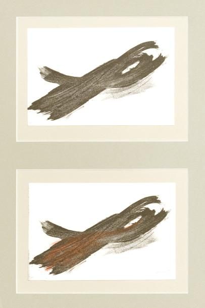 René LAUBIES (1924-2006) Présentation de deux gravures dont la seconde est retouchée...