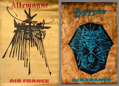 Georges MATHIEU (1921-2012) Lot de 2 affiches Air France. Allemagne et Egypte - 100...