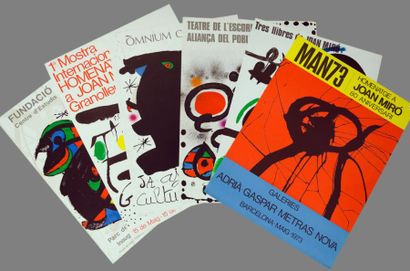 Joan MIRO (1893-1983) Lot de 6 affiches tirées en lithographie signées dans la planche:...