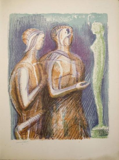 Henry Moore (1898-1986) Lithographie originale. Edition P.A. NICAISE, 1950 - 38 x...