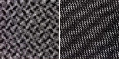 François MORELLET (1926-) Lot de 2 sérigraphies: 1) 3 simples trames, 1959. Galerie...