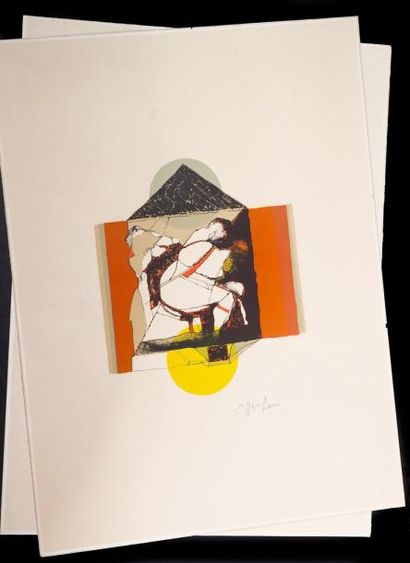 DENNIS OPPENHEIM (1938-2011) 2 Lithographies originales signées - 74 x 56 cm (Extrêmement...