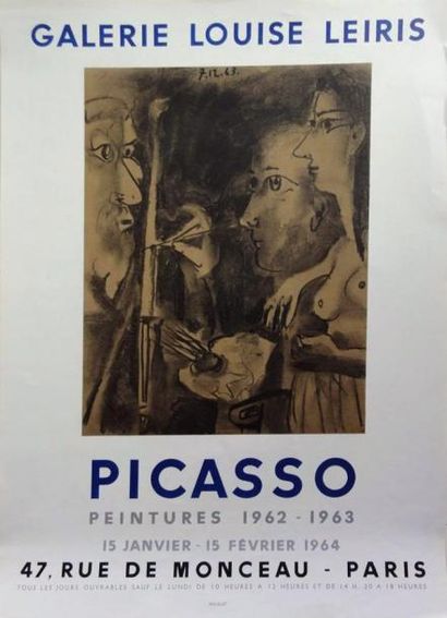 Pablo Picasso (1881-1973) Lot de 9 affiches: 1) Peinture, Galerie Louise Leiris 1962-1963....